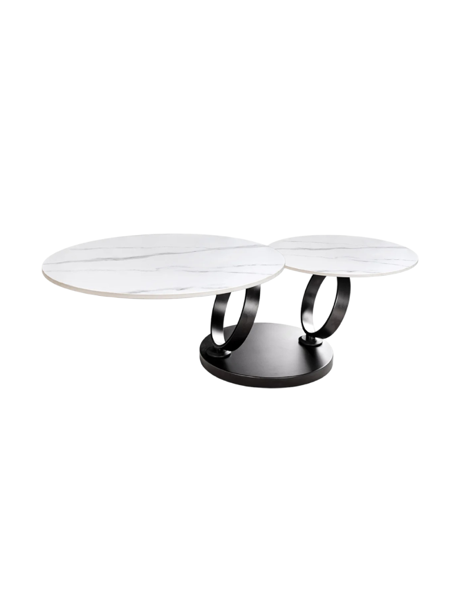 
Swiveling Ceramic Design Coffee Table "Dancing" - Marble Look White / Black