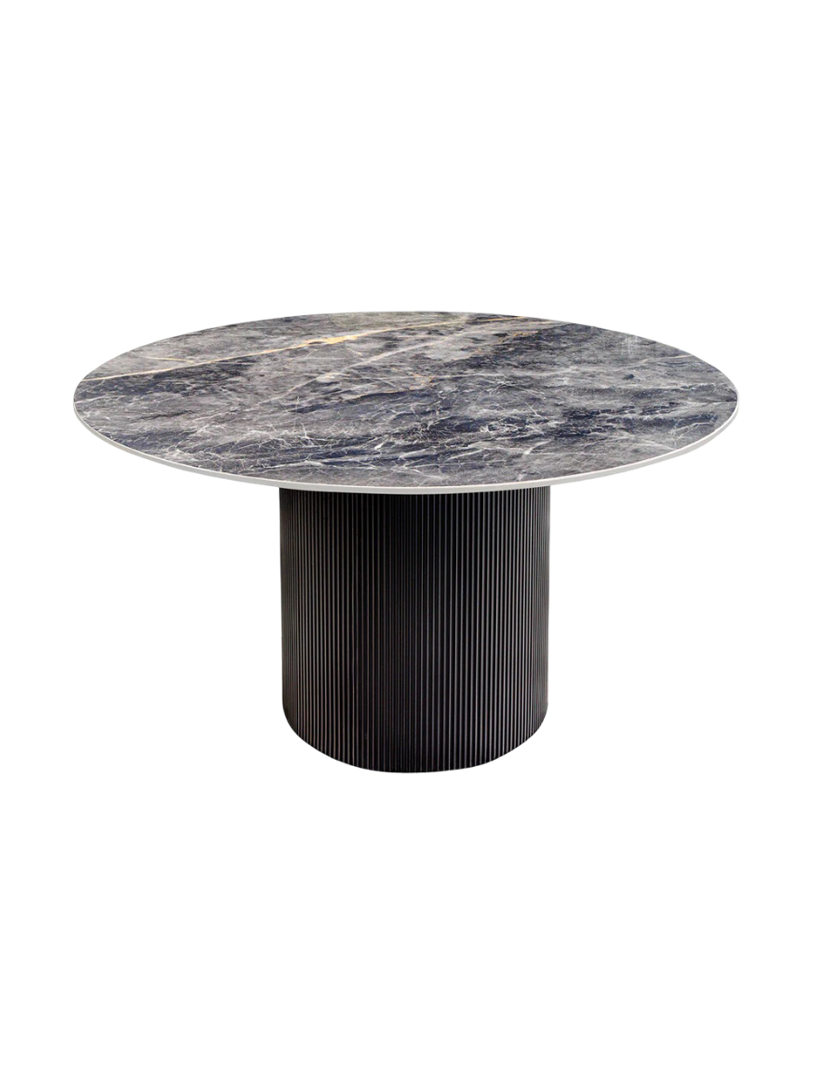 
Round Ceramic Design Dining Table "Uniquo" Ø 120 cm - dark marble look