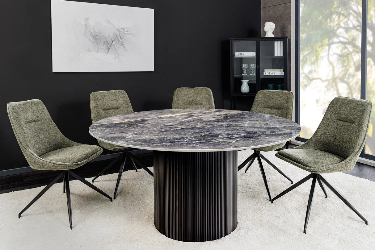 
Round Ceramic Design Dining Table "Uniquo" Ø 120 cm - dark marble look