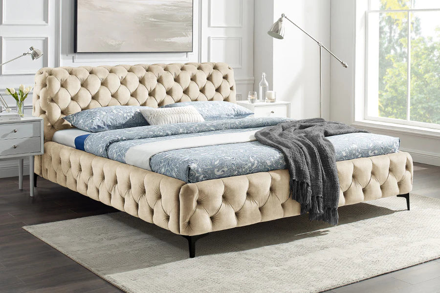 
Cadre de lit design « Baroque Moderne », différentes tailles - 180 x 200 cm / Beige clair
