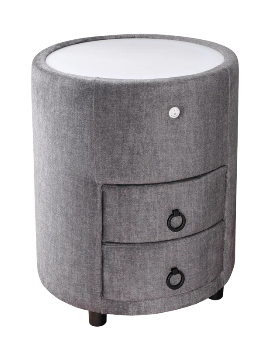 
Round Designer Bedside Table "Signum" with LED lighting