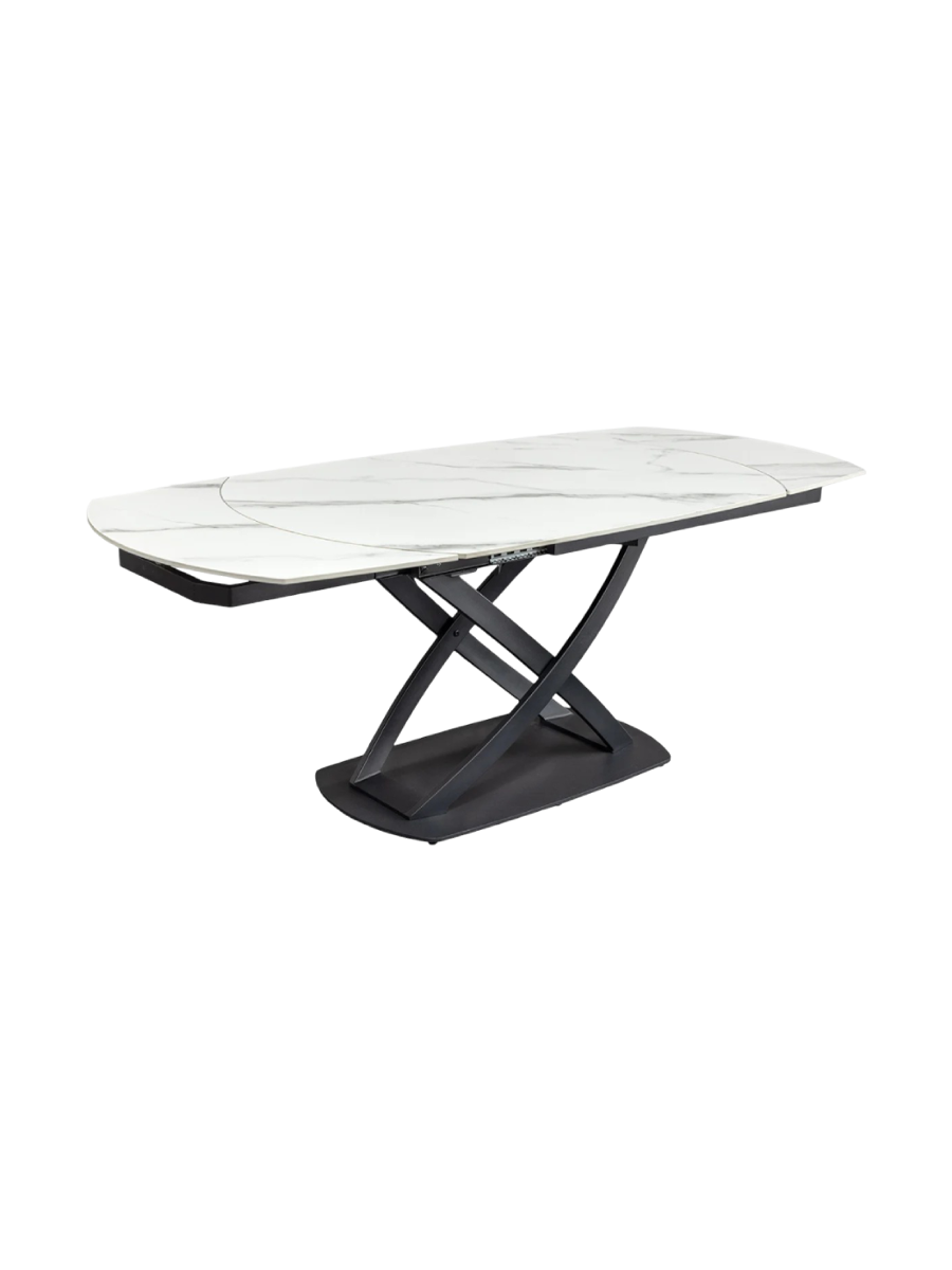 
Oval, extendable designer dining table "Phoenix", 130-190 x 100 cm - White Marble Effect