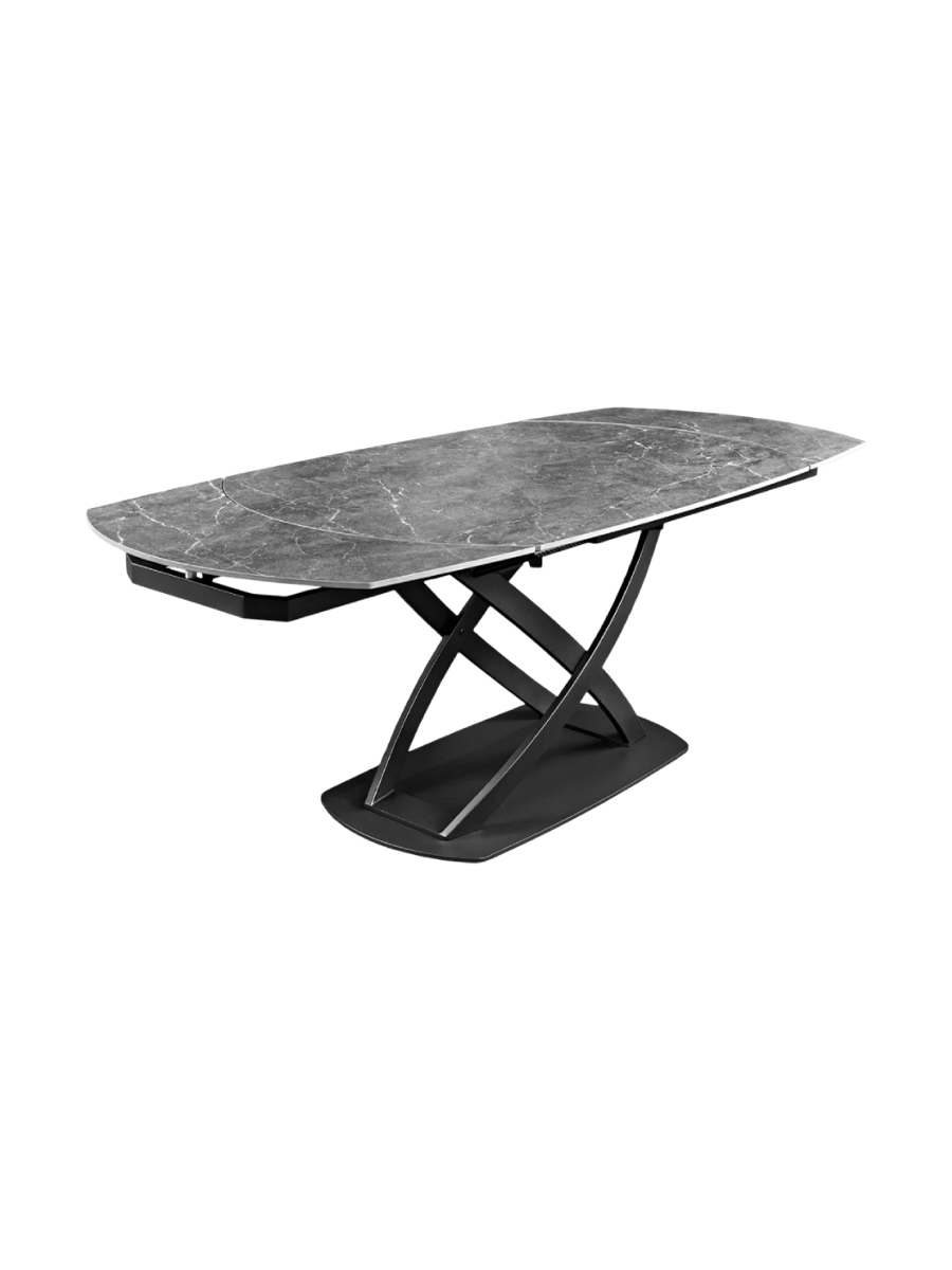 
Oval, extendable designer dining table "Phoenix", 130-190 x 100 cm - Anthracite Marble Look