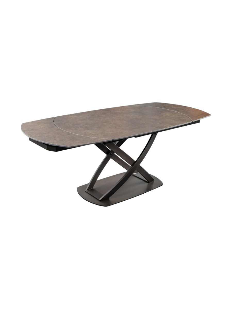 
Oval, extendable designer dining table "Phoenix", 130-190 x 100 cm - Rust effect