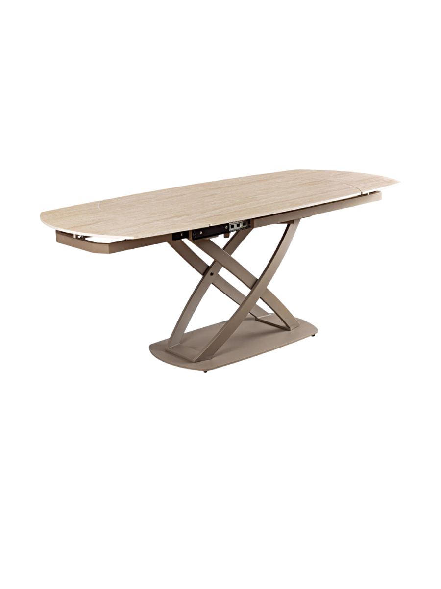 
Oval, extendable designer dining table "Phoenix", 130-190 x 100 cm - Travertine