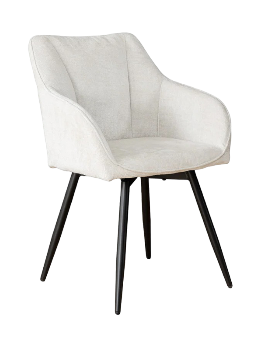 
Sedia di design girevole a 360° “Avignon” con braccioli - Chenille Champagne