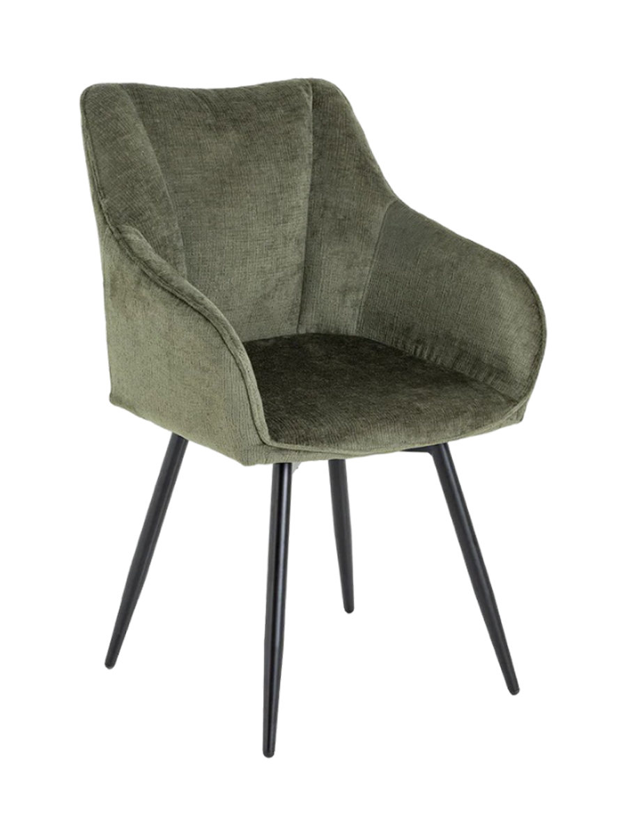 
Sedia di design girevole a 360° “Avignon” con braccioli - Chenille Verde