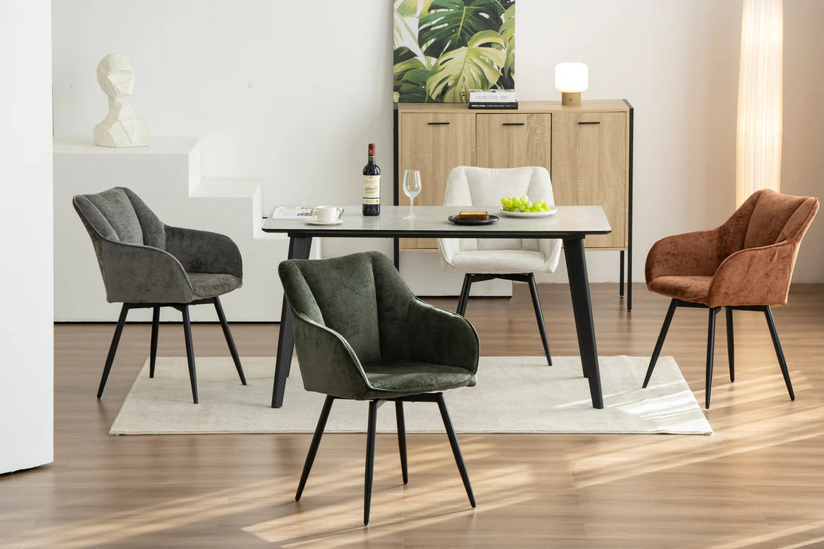 
Sedia di design girevole a 360° “Avignon” con braccioli - Chenille Verde