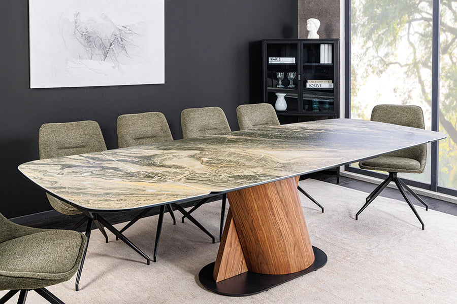 
Extendable Ceramic Dining Table "Elemento" 180-260 x 100 cm - Taupe-beige