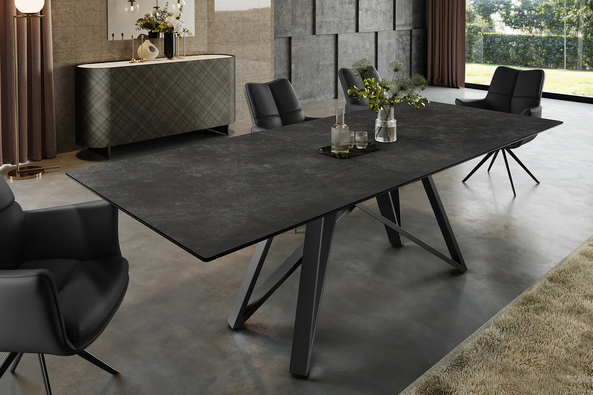 
Tavolo da pranzo di design allungabile «Nenado», 160-200 x 90 cm - effetto marmo scuro