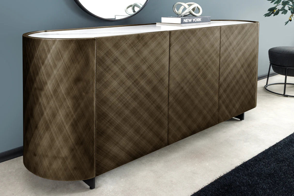 
Design Sideboard „Reflection“ mit Keramikplatte - Bronze finish