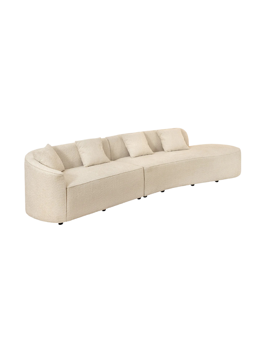 
Grosses 3-Sitzer Design Sofa „Atelier L“ - Bouclé Beige