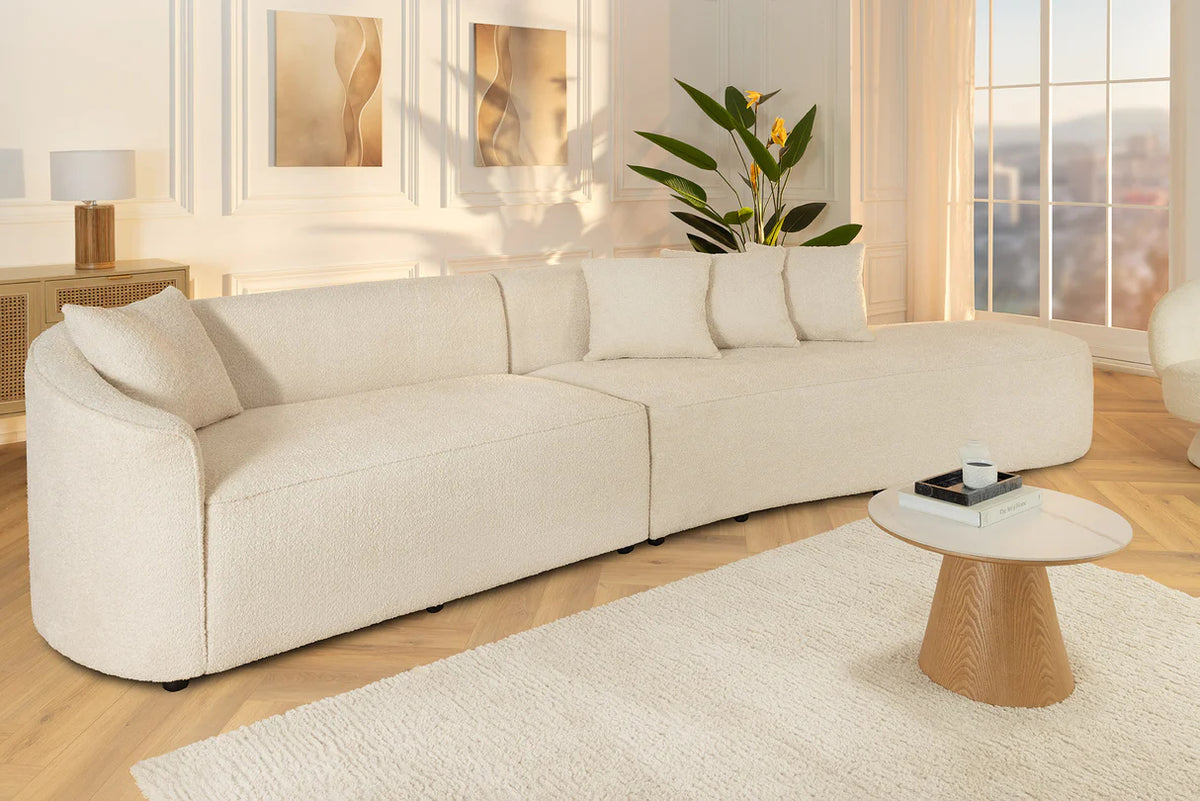 
Grosses 3-Sitzer Design Sofa „Atelier L“ - Bouclé Beige