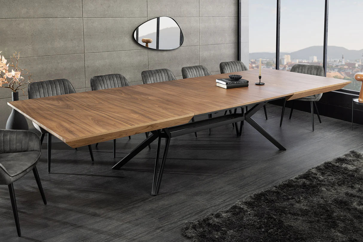 
Large, extendable designer dining table "Lotus" 200-320 x 120 cm - Nut tree