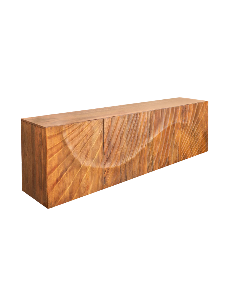 
Wandhängendes Massivholz Design Sideboard „Skorpion“ - Natural