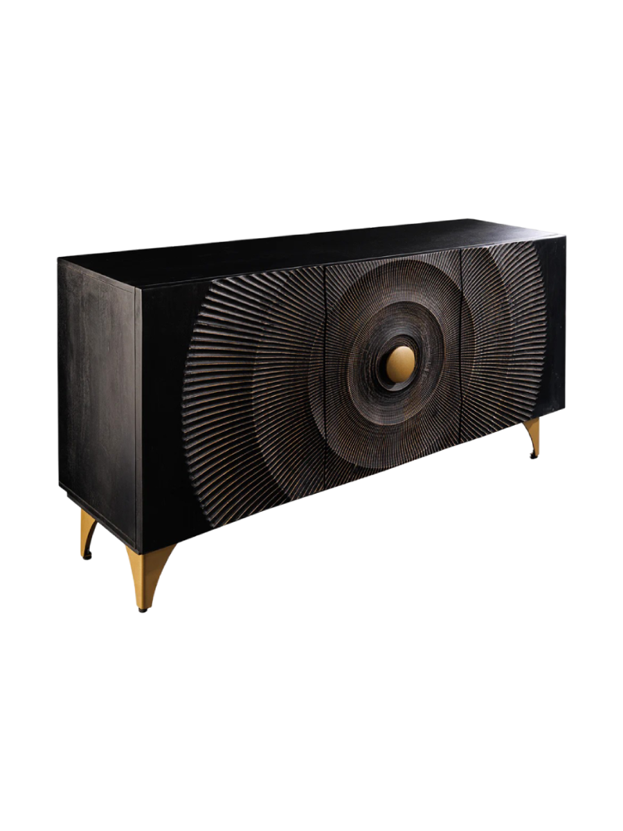 
Solid Wood Sideboard "Brilliant Sunset" Black