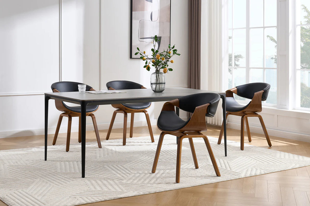 
Sedia di design «Milenko II» con braccioli - Noce/Nero