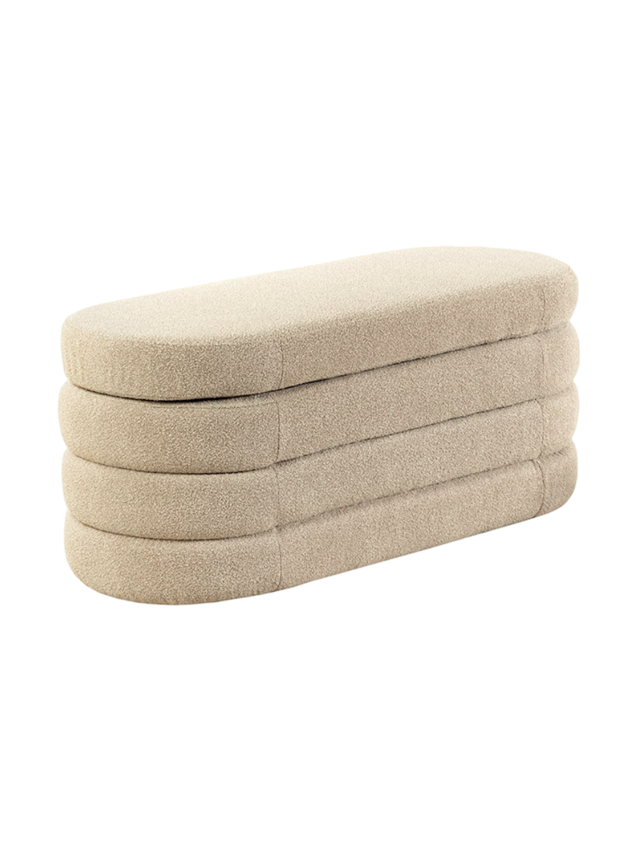 
Banc capitonné design « Vogue » avec rangement - Boucle taupe