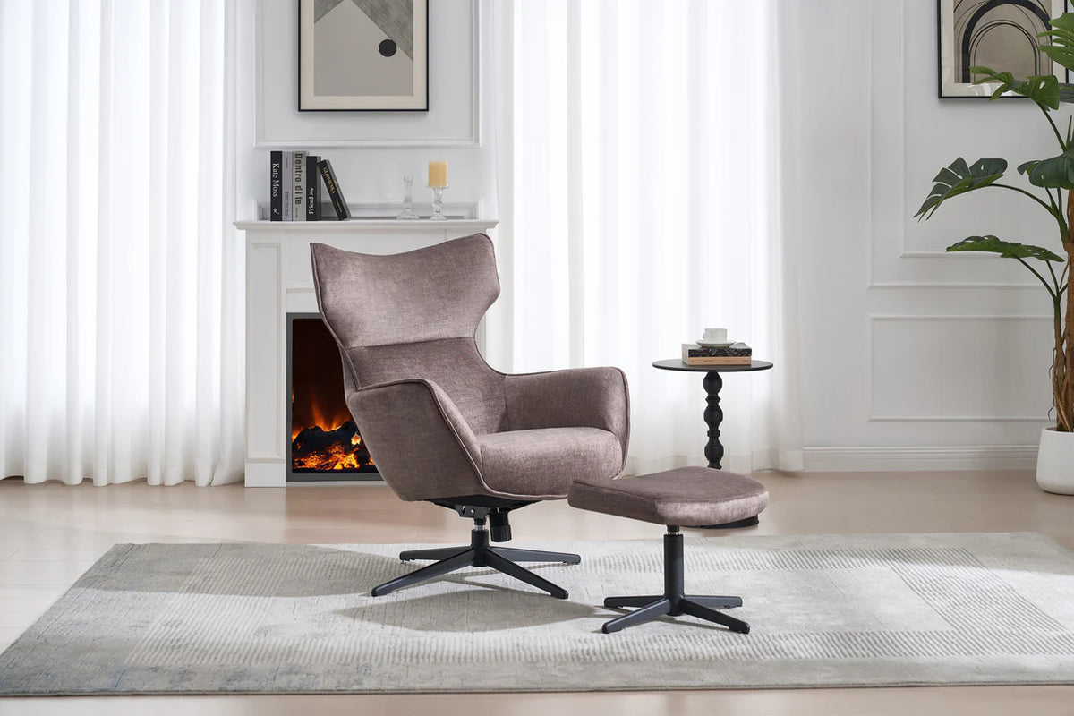 
Fauteuil design pivotant à 360° « Mileys » - Sans repose-pieds / Revêtement velours Taupe