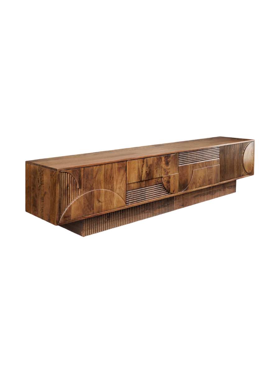 
Grosses, massives Design Lowboard „Art Deco“ - Brown Natural