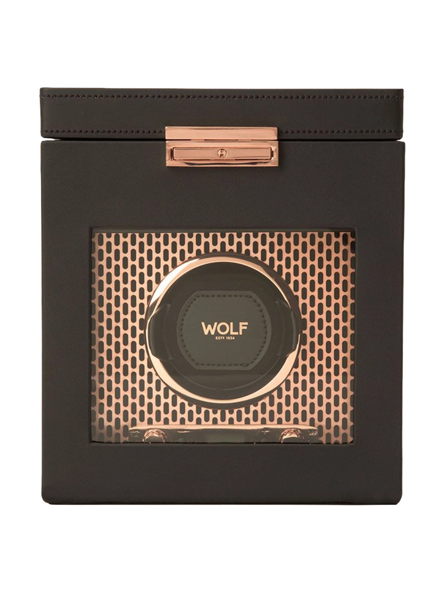 
"Axis Single Watch Winder" with additional jewelry compartment - Copper