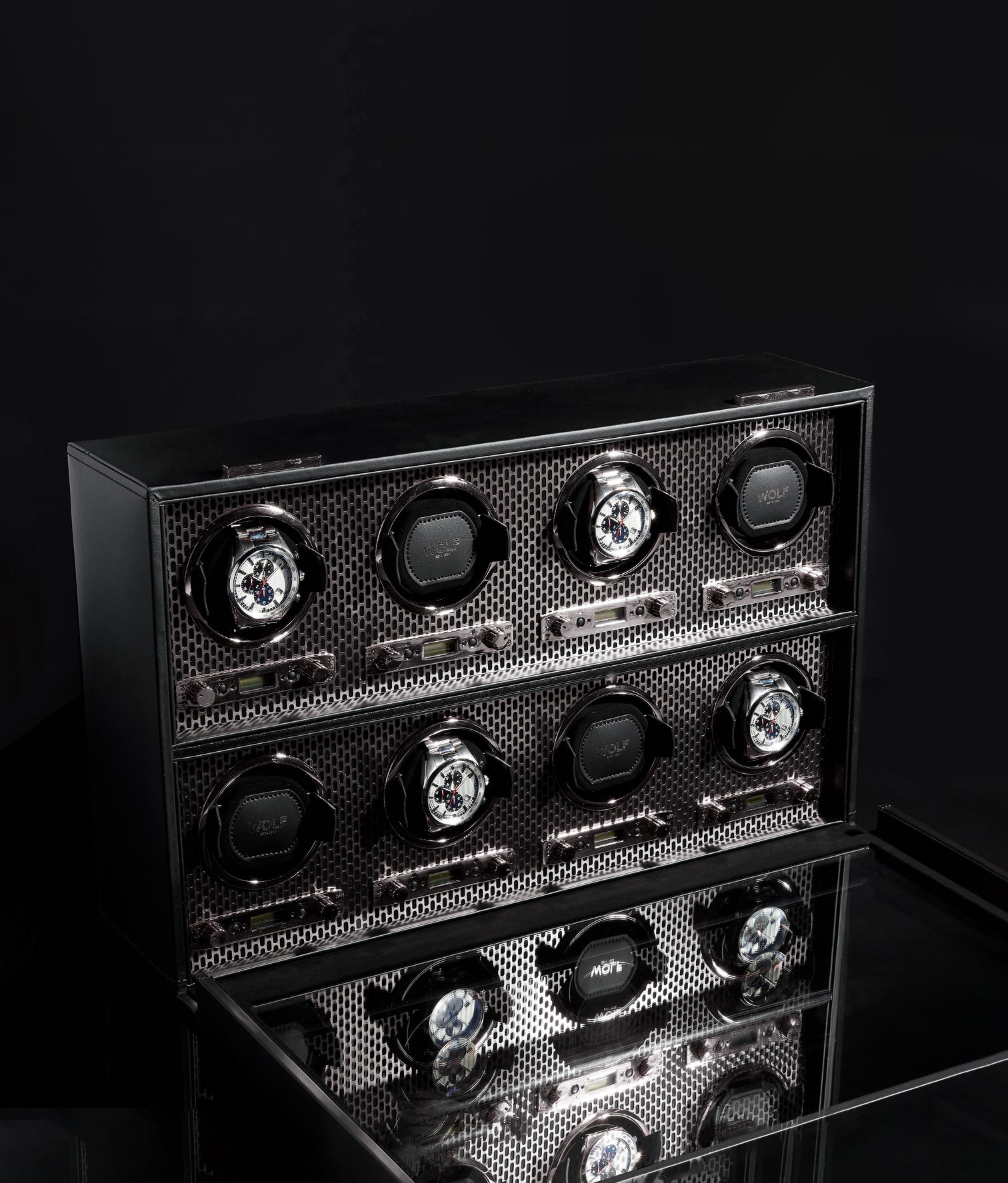 
"Axis" watch winder for eight wristwatches - Black