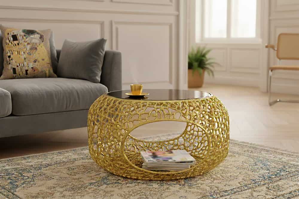 
Tavolino da salotto di design „Spin“ Ø 75 cm - Oro