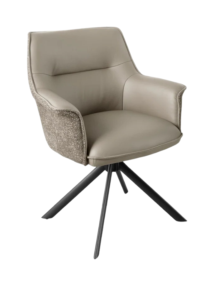 
180° drehbarer Echtleder Designstuhl „Le Grand“ mit Armlehnen - Taupe