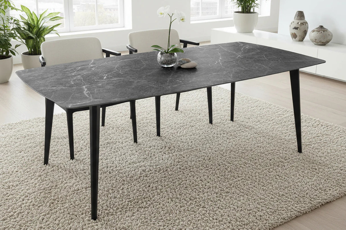 
Tavolo da pranzo di design in ceramica „Milano“, diverse dimensioni - effetto marmo scuro / 160 x 85 cm