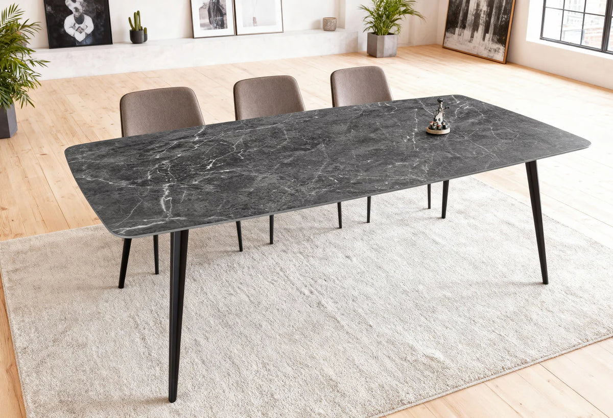
Tavolo da pranzo di design in ceramica „Milano“, diverse dimensioni - effetto marmo scuro / 180 x 90 cm