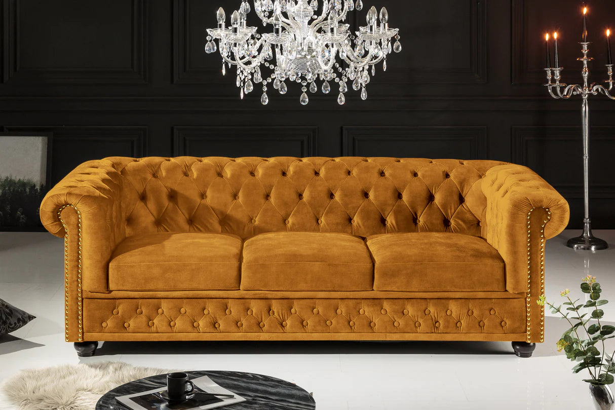 
3-seater Sofa "New Chesterfield" - Velvet cover Mustard Yellow