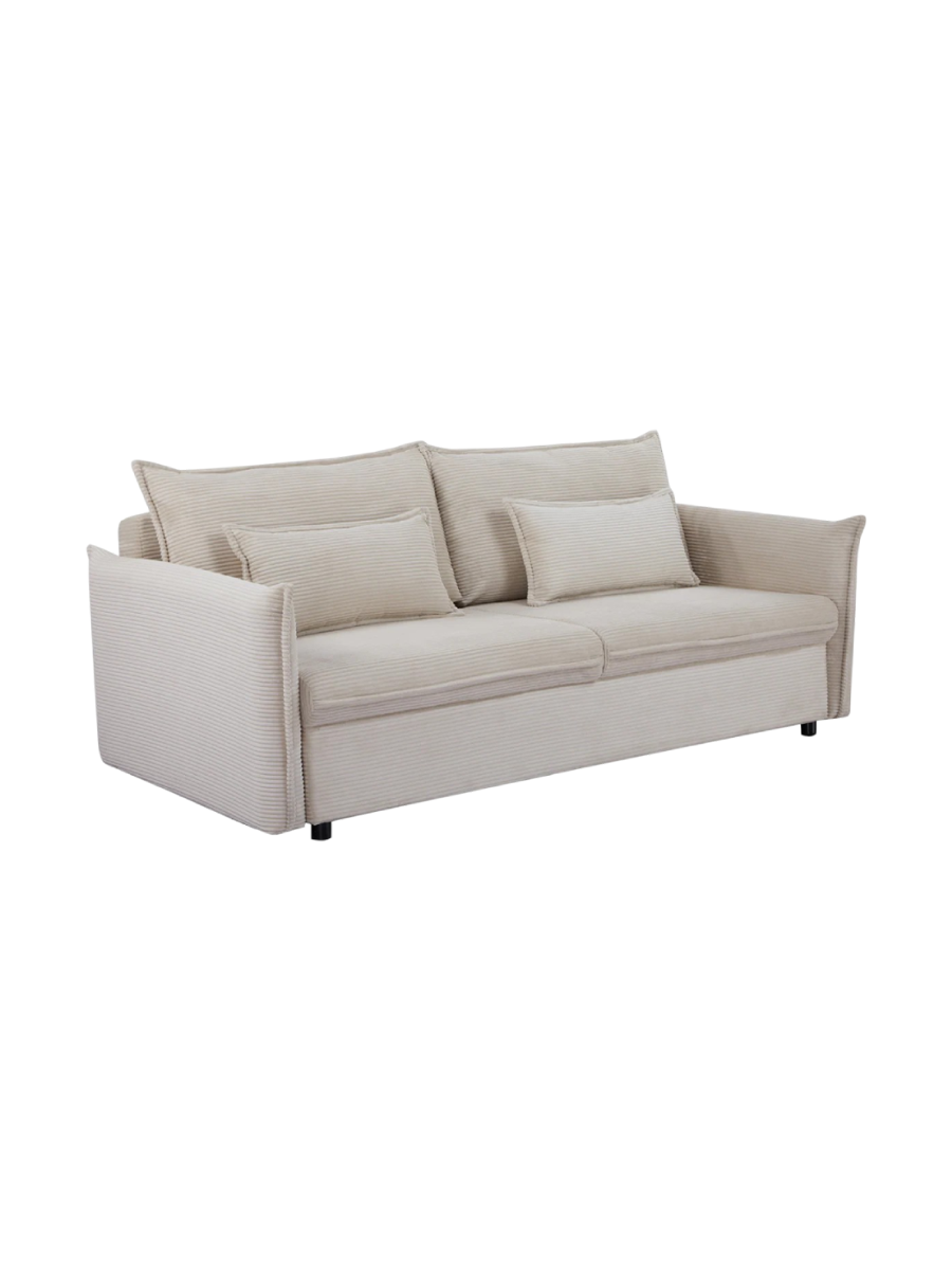 
3-Seater Designer Sofa "Apartment" with Sleeping Function - Cord Cover Beige
