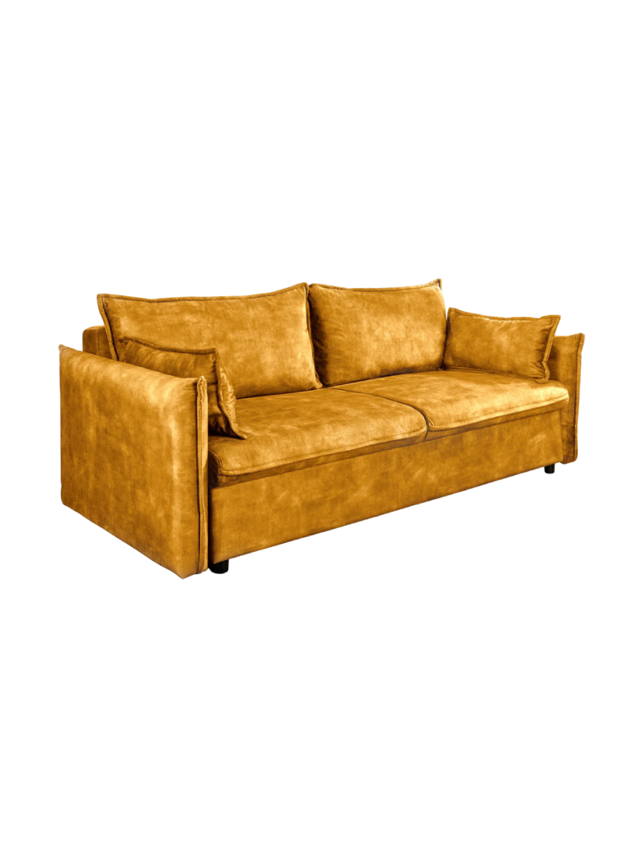 
3-Seater Designer Sofa "Apartment" with Sleeping Function - Velvet cover Mustard