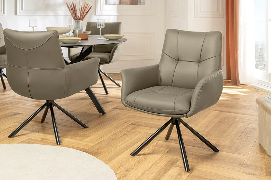 
Sedia di design in vera pelle girevole a 360° «Level up» - Talpa