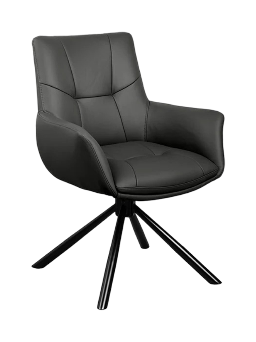 
Sedia di design in vera pelle girevole a 360° «Level up» - Nero