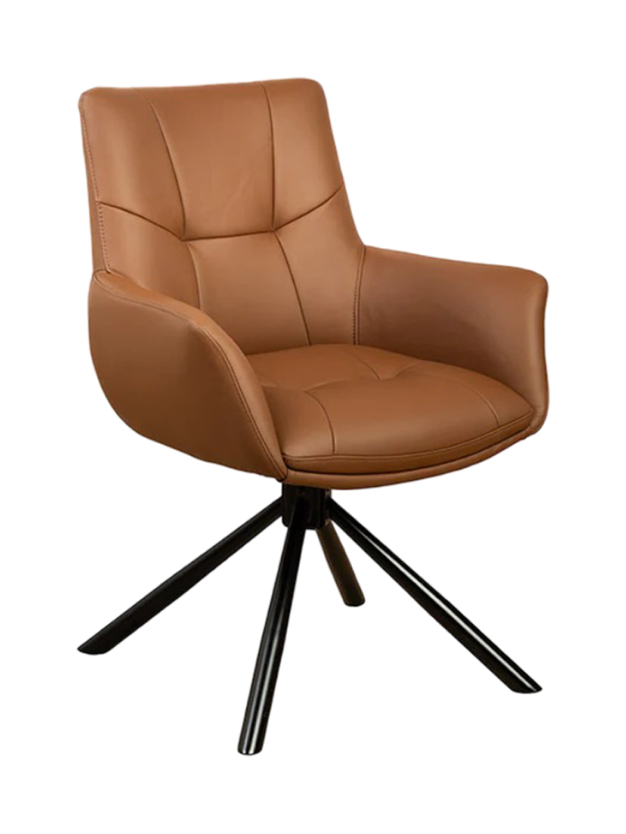 
Sedia di design in vera pelle girevole a 360° «Level up» - Cognac