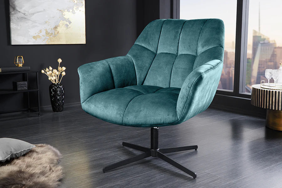
Swivel Design Armchair "Papillon" - Velvet Petrol