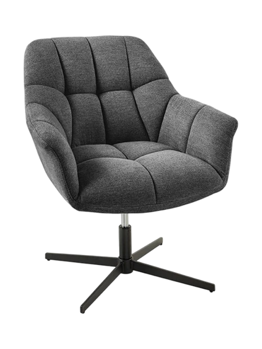 
Swivel Design Armchair "Papillon" - Structured fabric anthracite