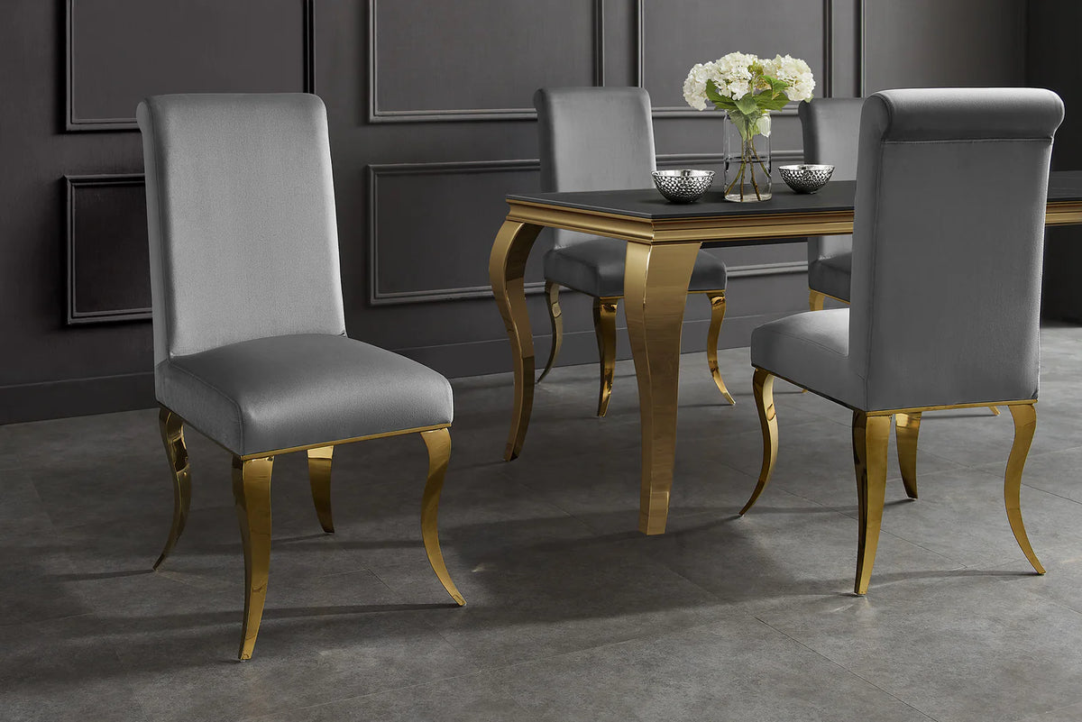 
Sedia da pranzo di design “Modern Barock” - Grigio / Oro