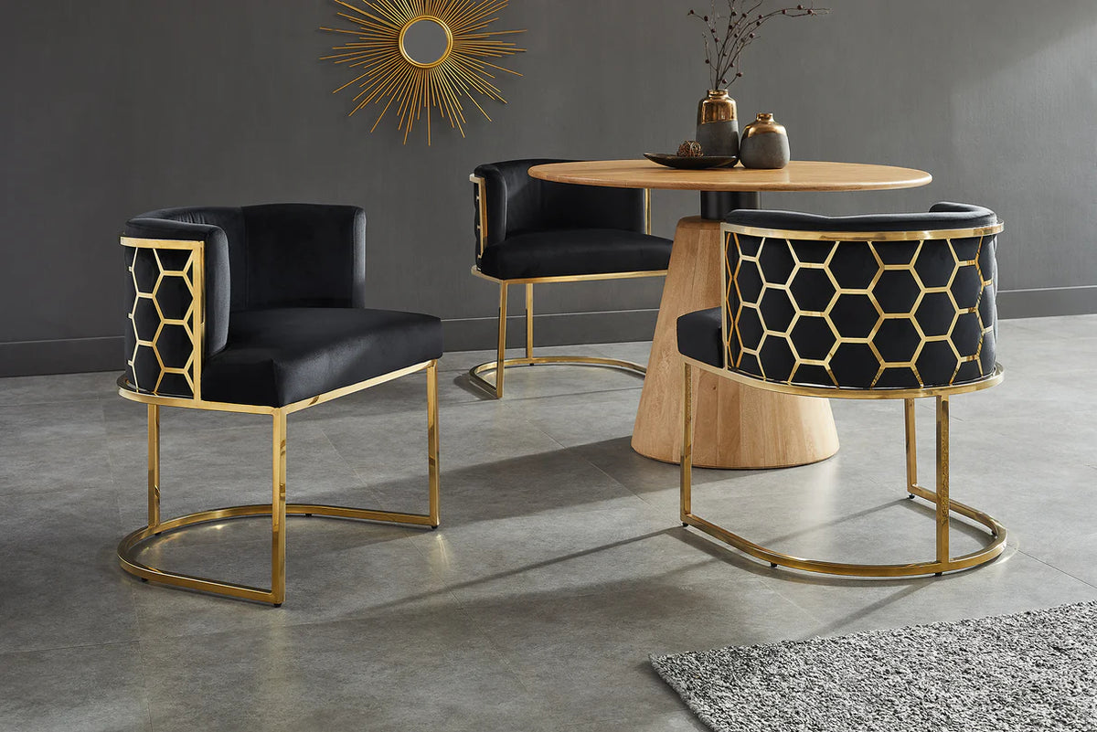 
Sedia di design «Elegancia» con braccioli - Acciaio inossidabile Oro/Nero