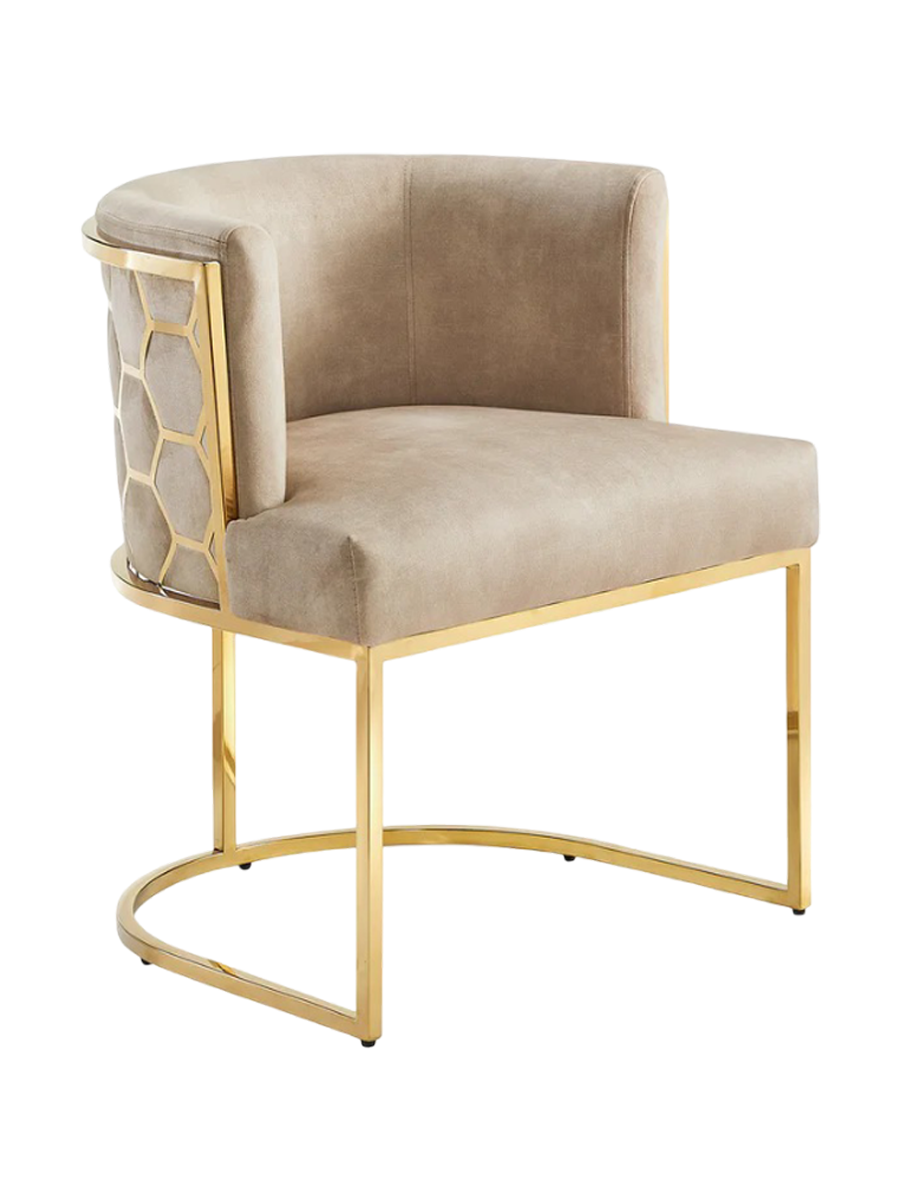 
Sedia di design «Elegancia» con braccioli - Acciaio inossidabile Oro/Beige