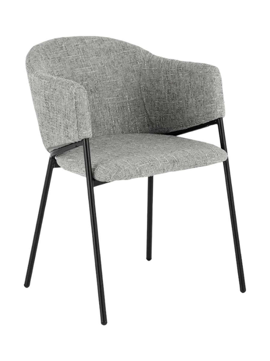 
Sedia da pranzo di design “Noblesso” con braccioli - Chenille Grigio / Nero
