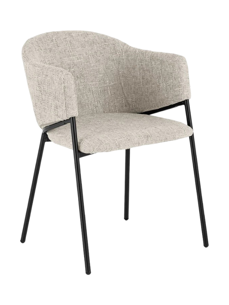 
Sedia da pranzo di design “Noblesso” con braccioli - Chenille Ecru / Nero