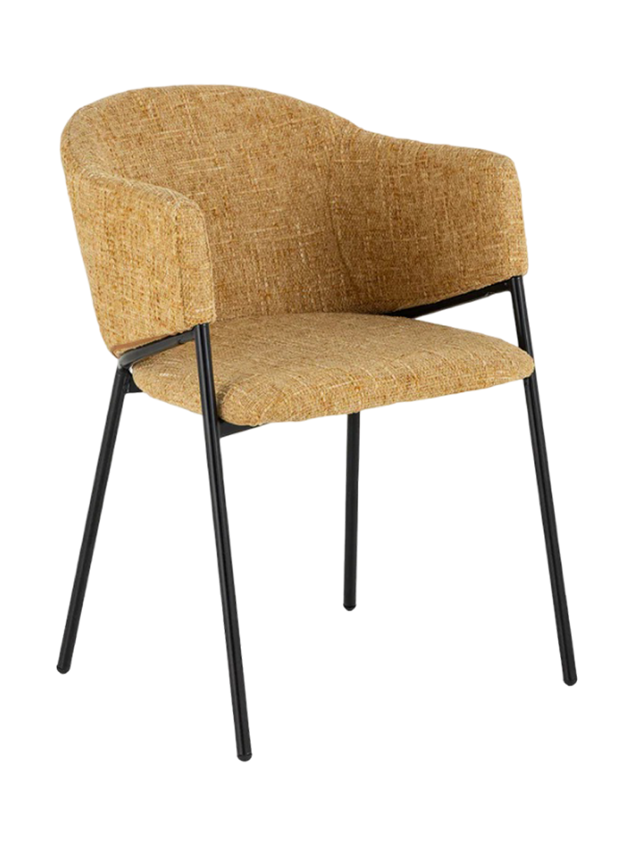 
Sedia da pranzo di design “Noblesso” con braccioli - Chenille Giallo senape / Nero