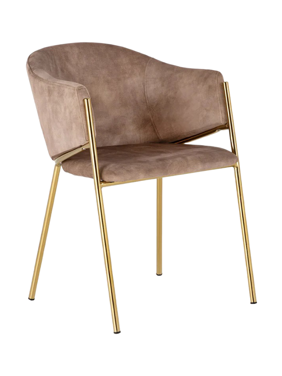 
Sedia da pranzo di design “Noblesso” con braccioli - Velluto Beige/Oro