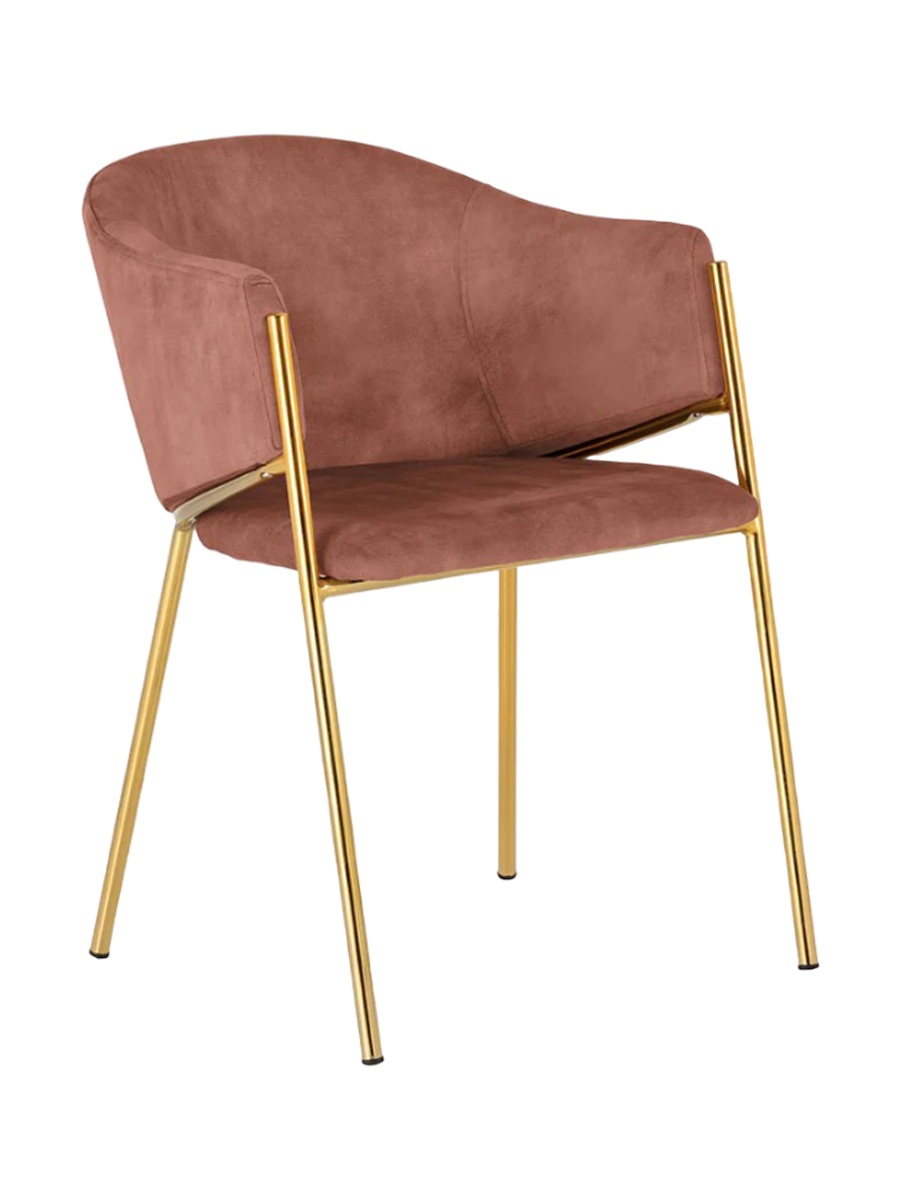 
Sedia da pranzo di design “Noblesso” con braccioli - Rivestimento in velluto Rosa/Oro