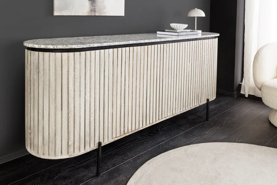 
Massives Design Sideboard „Adlon“ mit Marmorplatte