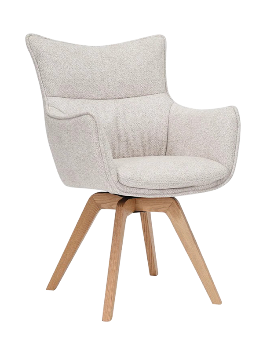 
Sedia di design girevole a 360° «Mileys» con braccioli - Tessuto strutturato Beige