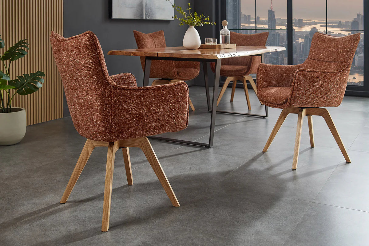 
Sedia di design girevole a 360° «Mileys» con braccioli - Tessuto strutturato Terracotta