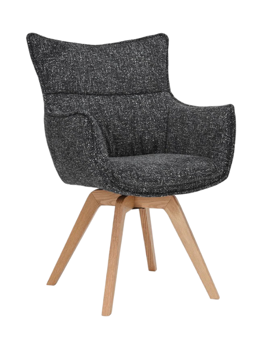 
Sedia di design girevole a 360° «Mileys» con braccioli - Tessuto strutturato Grigio scuro